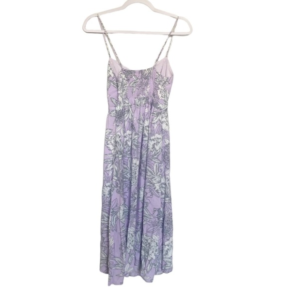 Bardot Ibiza Floral Midi Dress Tie Front Cutout Spring Boho Lavender Purple Sz 4 - Picture 8 of 11